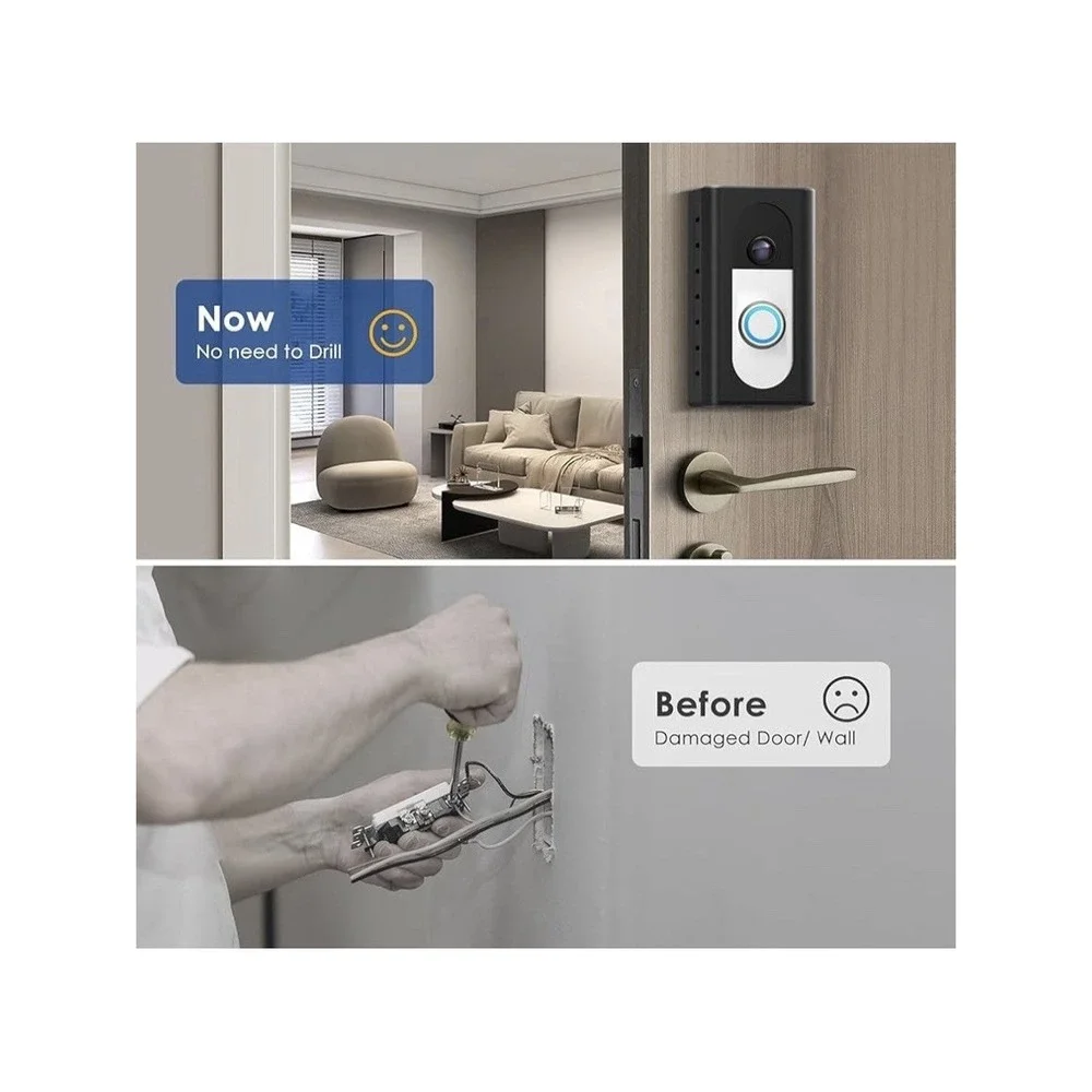 Kilmilar Upgrade No Drill Adhesive Video Wireless Doorbell Mount Compatible NEW